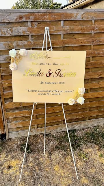 Panneau de bienvenue d'un mariage servi par Oriental Food Truck